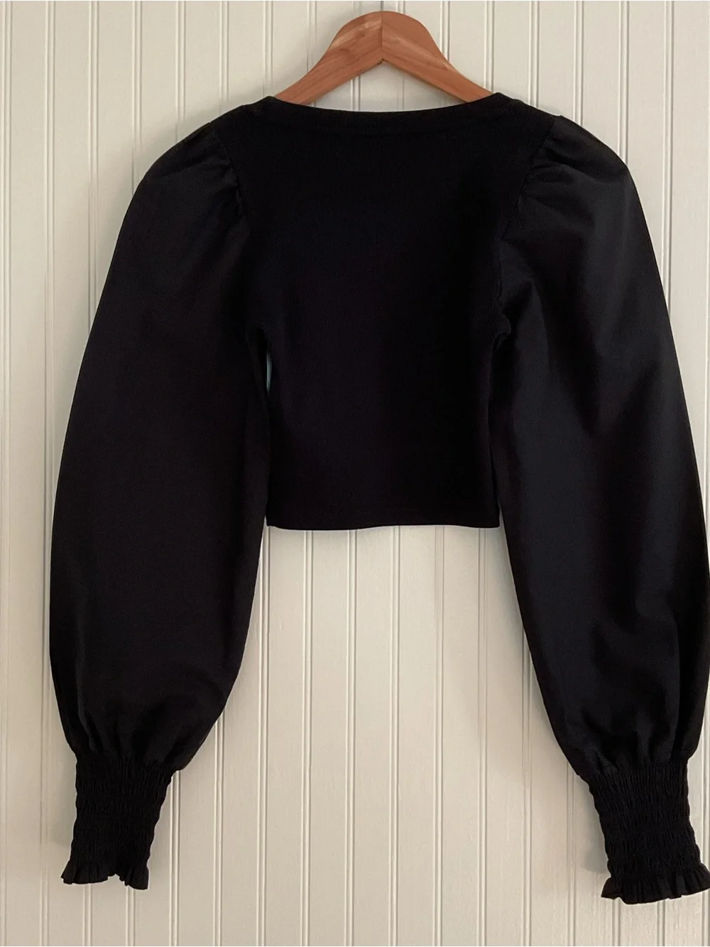 Zara Puff Sleeve Crop Top Black